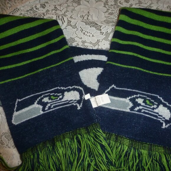 Seattle Seahawks Scarf Knit Winter Neck Double Sided Big Team Logo - Picture 4 of 7